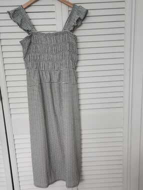Old Navy Green & White Gingham Maxi Dress